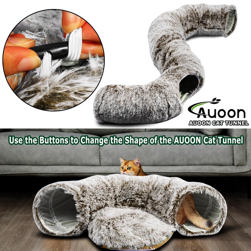 AUOON Cute Cat Donut Tunnel - Round Cat Tunnel Bed with Washable Cushion Interactive Cat Toy for Indoor Cats Kitten Kitty Puppy Rabbit Ferret (Pink) - Image 5